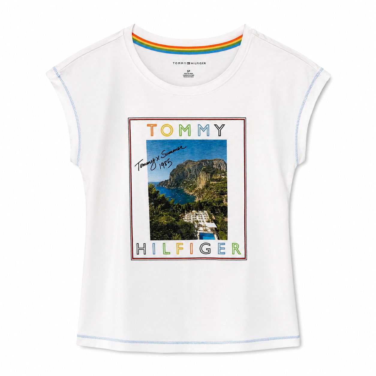 Tommy Hilfiger white t-shirt stands out for its graphic womens