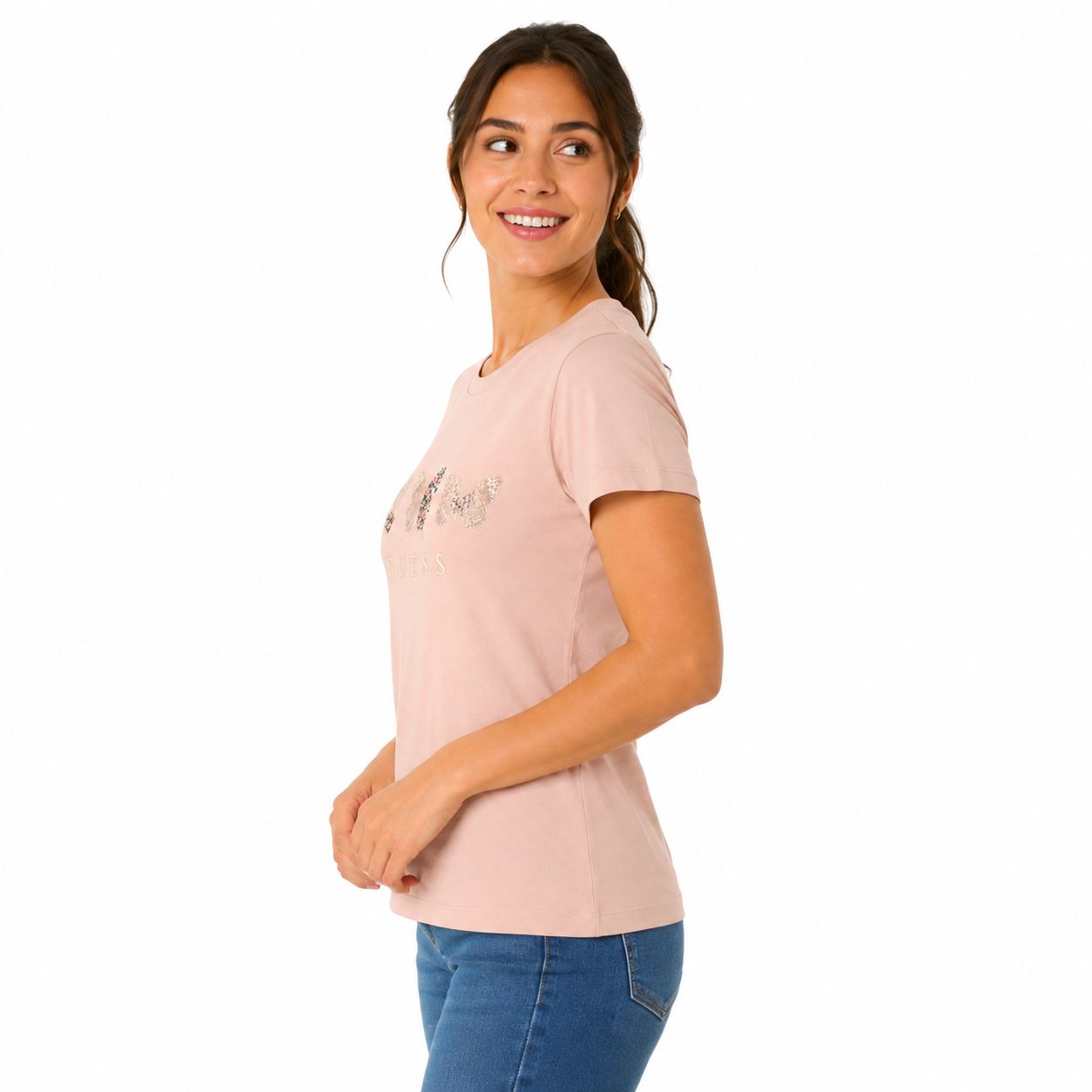Guess t-shirt in nude or pale pink Women’s