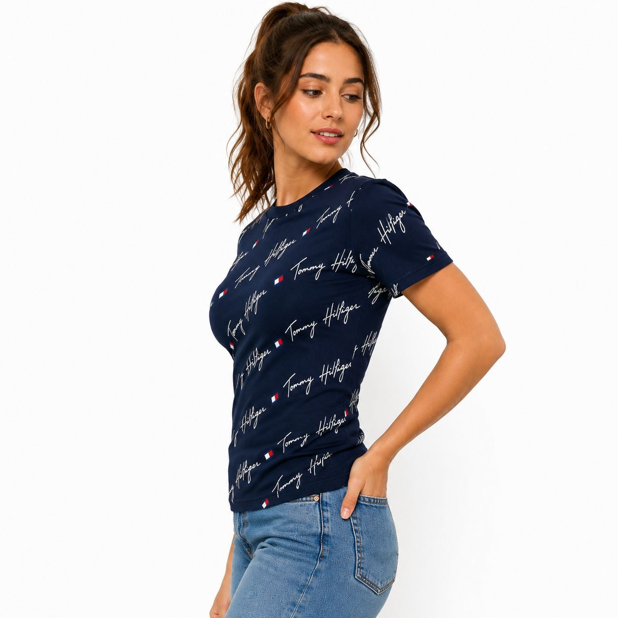 Tommy Hilfiger T-Shirt Repeat Logo Azul Women’s