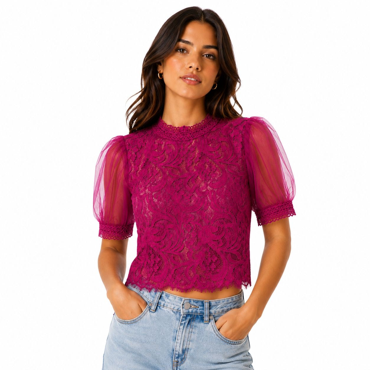 Peach Burgundy lace blouse Women’s