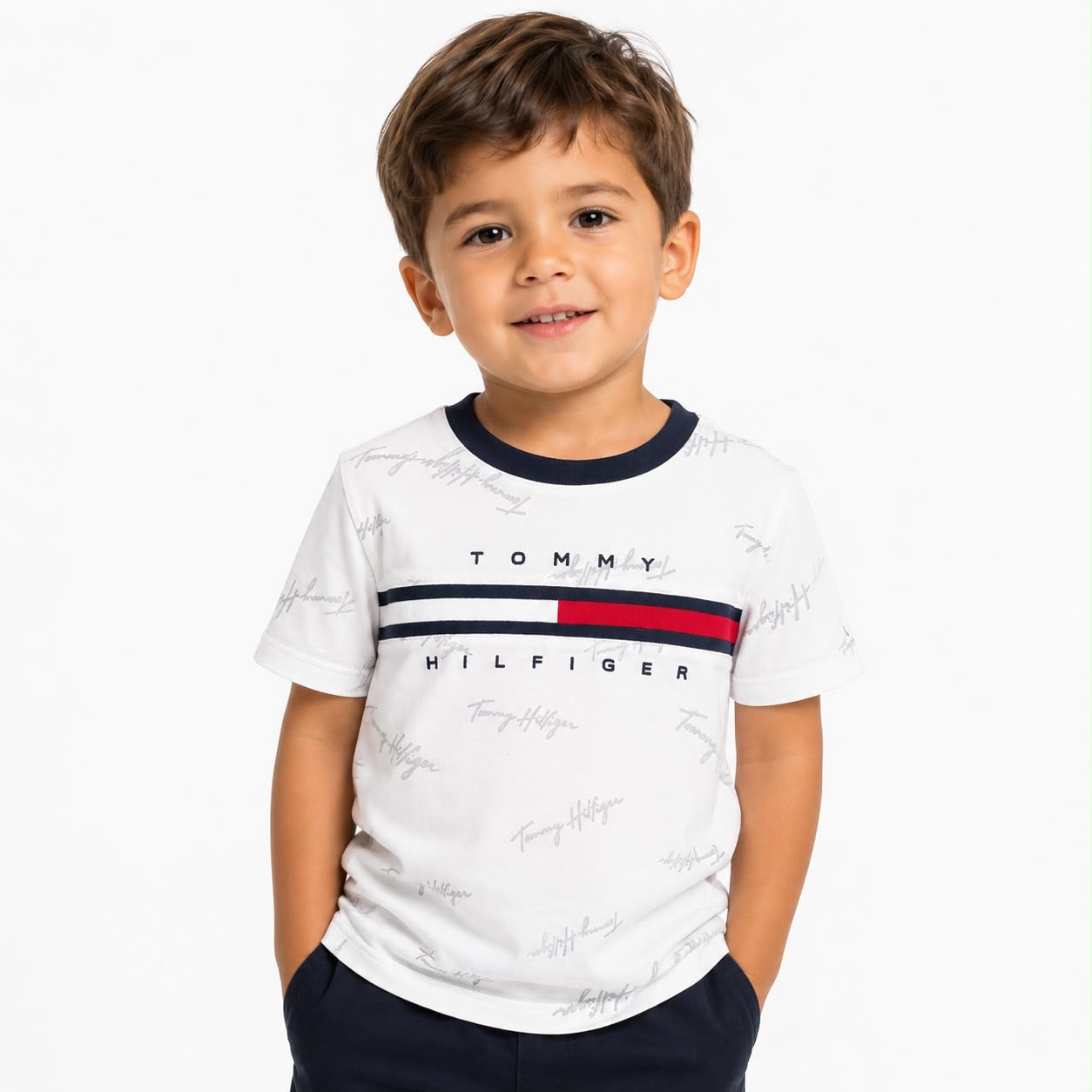 Tommy Hilfiger Kids' Signature Flag Stripe Logo T-Shirt