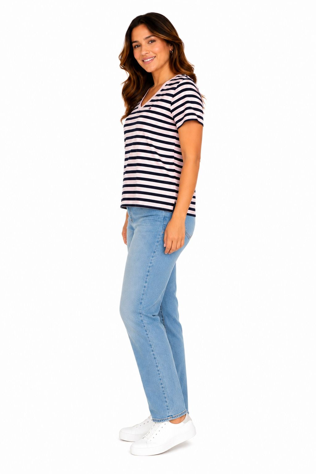 Tommy Hilfiger classic striped V-neck t-shirt for women