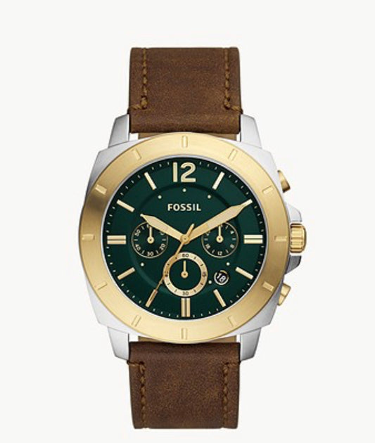 Fossil Privateer Chronograph Medium Brown Leather Watch