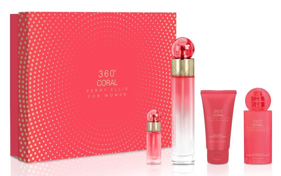 Set 360 Coral 4pc. Edp 3.4oz Spray + 4oz Body Mist Spray