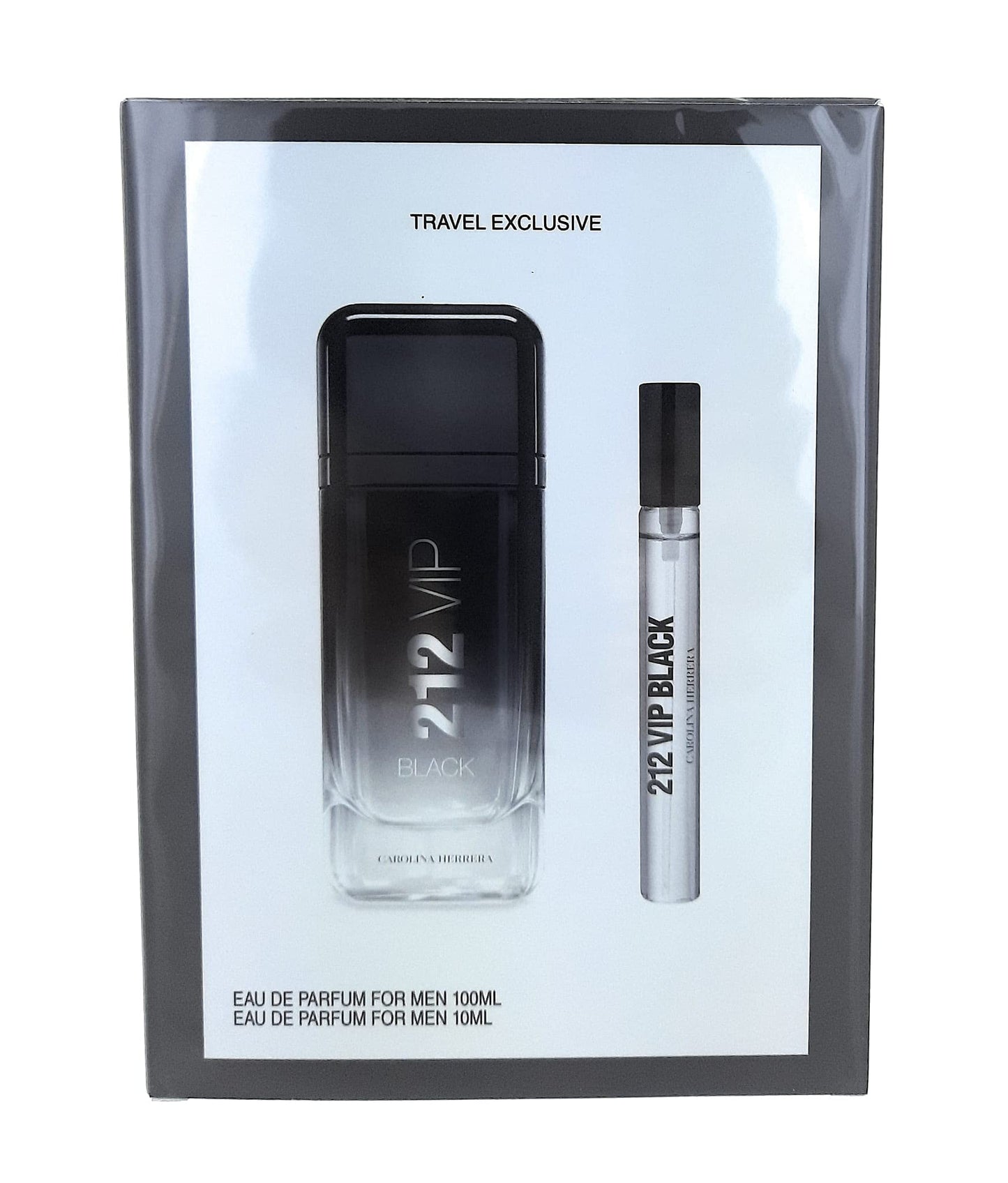 Carolina Herrera 212 Vip Black 2 Piece Travel Set for Men (3.4 Oz Eau De Parfume Spray + 0.34 Oz Eau De Parfume Spray)