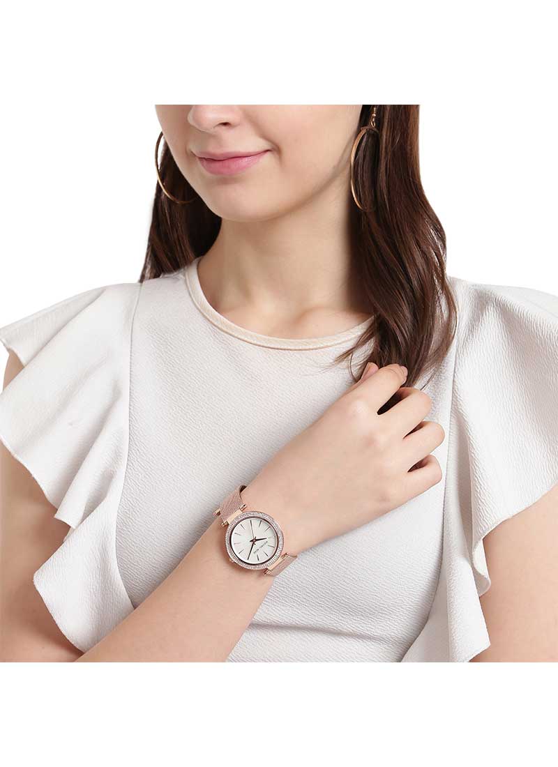 Michael Kors Darci Three-Hand Rose Gold Crystal Watch