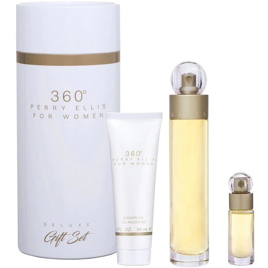 Perry  ellis 360 by Perry Ellis Gift Set - 3.4 oz Eau De Toilette Spray + .75 oz Mini EDT Spray + 3 oz Shower Gel