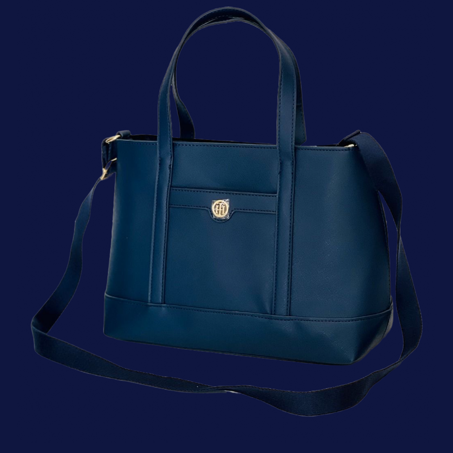 Tommy Hilfiger Navy Blue Convertible  Crossbody Satchel Tote Bag With Pouch