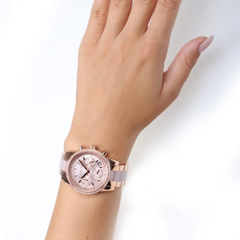Michael Kors Women's Ritz Chronograph Rose Gold-Tone Stainless Steel Watch