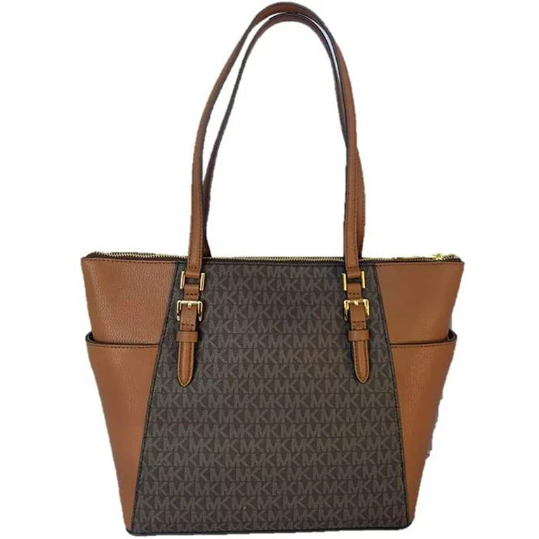 Michael Kors Charlotte Large Logo and Leather Top-Zip Tote Bag