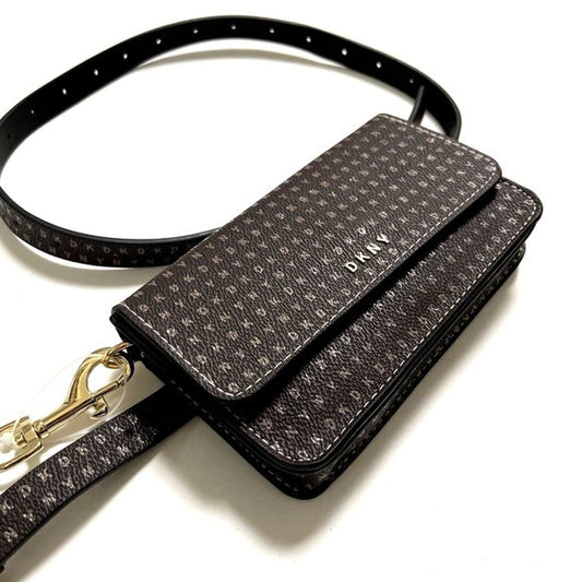 DKNY Belt Waist Bag Fanny Brown Faux Leather Wristlet