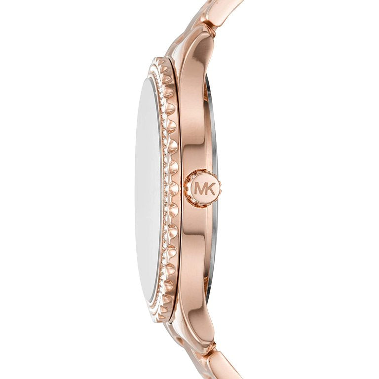 Michael Kors Layton Quartz Crystal Pink Dial Rose Gold-tone Ladies Watch