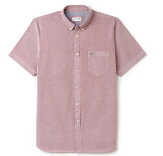 LACOSTE Mens Short Sleeve Regular Fit Oxford Cotton Shirt
