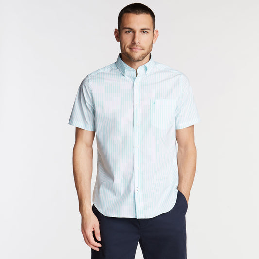 Nautica Classic Fit Wrinkle-Resistant Striped Shirt Sleeve Shirt